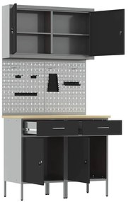 Conjunto de Armário e Painel de Ferramentas vidaXL 5 Peças Preto MDF e