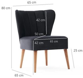 Cadeirão Wing Layla – Antracite – 65x80x65 cm