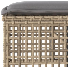 4pcs conj. de sofás para jardim c/almofadões vime PE/vidro bege