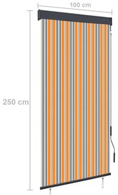 Estore de rolo para exterior 100x250 cm amarelo e azul