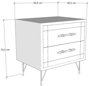 Mesa de Cabeceira Night – Branco/Preto – 50x55x40 cm