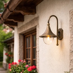 Candeeiro de parede exterior clássico dourado antigo IP44 - Daphne