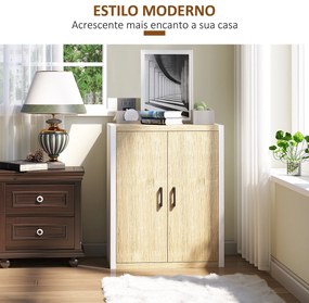 Aparador de Sala de Estar com 2 Portas e Prateleira Ajustável Armário para Escritório Entrada Dormitório Estilo Moderno Anti-Tombo 62x40x77cm Madeira