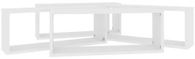 Prateleiras parede forma de cubo 4 pcs derivados madeira branco