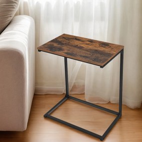 Mesa apoio de sofá pequena 55 x 35 x 66 cm Castanho vintage-preto