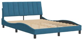Estrutura de cama c/ cabeceira 120x200 cm veludo azul