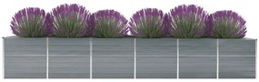 Canteiro elevado de jardim 480x80x77cm aço galvanizado cinzento