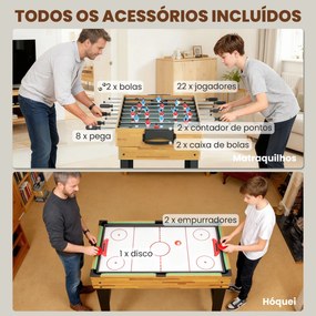 Mesa Multijogos 13 em 1 Mesa de Jogo com Matraquilho Bilhar Ping-Pong Hóquei Xadrez Damas Backgammon e Acessórios 121x109x80 cm Madeira e Preto