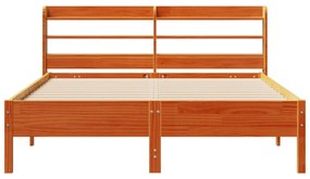 Cama sem colchão 160x200 cm madeira pinho maciço castanho-mel