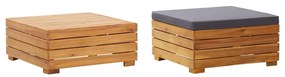 vidaXL Conjunto mesa e apoio de pés jardim c/ almofadão acácia maciça