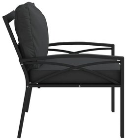 Cadeiras de jardim c/ almofadões cinzentos 2pcs 68x76x79 cm aço