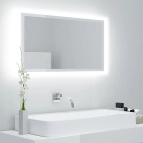 vidaXL Espelho casa banho c/ LED 80x8,5x37cm acrílico branco brilhante