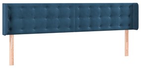 Cabeceira cama c/ luzes LED veludo 183x16x78/88 cm azul-escuro