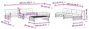 6pcs conj. lounge jardim+almofadões madeira maciça castanho-mel