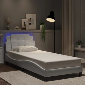 vidaXL Estrutura de cama com LED sem colchão Zadar 100x203 cm branco