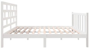 Estrutura de cama 140x190 cm madeira de pinho maciça branco