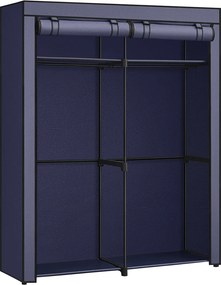 Guarda Roupa em tecido com 2 varões para roupa 43 x 140 x 174 cm Azul escuro