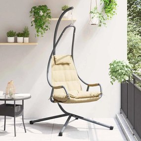 vidaXL Cadeira suspensa tipo ovo Dobrar Bege 94 x 107 x 196.5 cm Aço