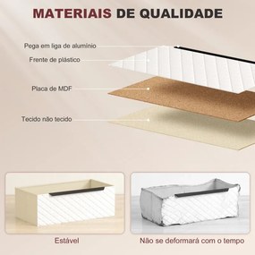 Cómoda com 6 Gavetas de Tecido Frentes com Padrão de Diamante Móvel de Arrumação 117,5x30x73,5 cm Madeira e Branco