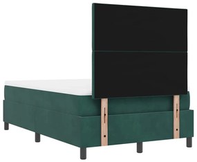 Cama Box Spring com Colchão e Banco Verde Escuro 120x190 cm Veludo