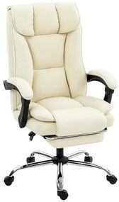 Cadeira de Escritório com Apoio para os Pés Encosto Reclinável e Revestida em Couro Sintético  66x72x113-121 cm Bege