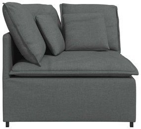 Módulo de sofá canto com almofadas 100 cm cinzento-escuro