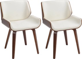 HOMCOM Conjunto de 2 Cadeiras de Sala de Jantar Estilo Vintage Estofados em Pu 53x54x81 cm Creme e Madeira | Aosom Portugal