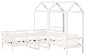 Conj. sofá-cama e banco c/ telhado 80x200cm pinho maciço branco