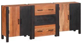 vidaXL Buffet 3 pcs Castanho 55 x 30 x 75 cm Madeira de acácia maciça