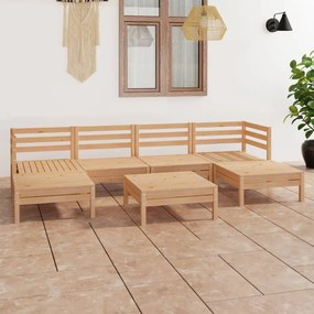vidaXL 7 pcs conjunto lounge de jardim pinho maciço