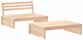 2 pcs conjunto lounge de jardim com almofadões madeira maciça