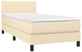 Cama box spring c/ colchão e LED 100x200 cm tecido cor creme