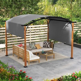 Pérgola de metal em arco retrátil com Toldo retrátil  360 x 300 cm Cinzento