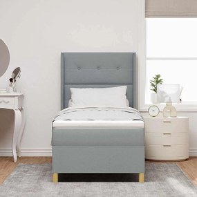 vidaXL Cama Box com Colchão Cinza Claro 90x200 cm Tecidos