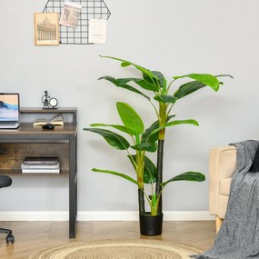 Bananeira Artificial 150 cm Planta Artificial com Vaso e 18 Folhas Planta Artificial para Decoração Verde