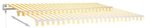 Toldo retrátil manual com luzes LED 4,5x3 m amarelo e branco