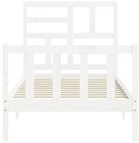 Estrutura de cama com cabeceira 100x200cm madeira maciça branco