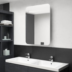 Armário espelhado casa de banho LED 60x11x80cm branco brilhante