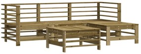 5 pcs conjunto lounge de jardim c/ almofadões pinho impregnado