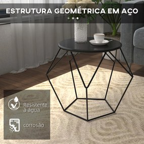 Mesa de Centro de Metal Estilo Moderna Mesa de Apoio Redonda para Sala