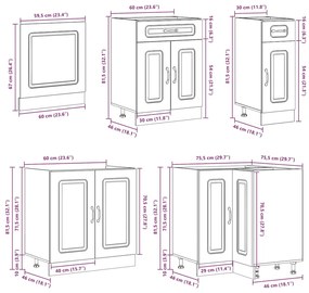 11 peças armário de cozinha conjunto Kalmar preto