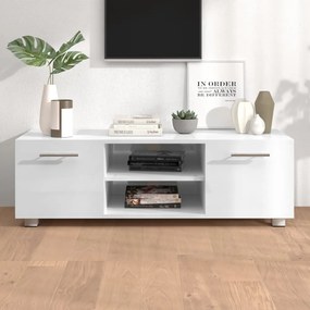 vidaXL Móvel de TV 110x40x35 cm derivados de madeira branco brilhante