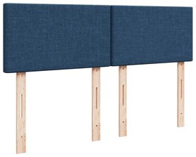 Cama com molas/colchão 160x200 cm tecido azul