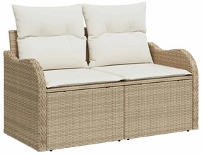 Conjunto de sofá de jardim com 11 peças e almofadas bege em rattan sin