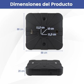 Base para guarda-sol de exterior com rodas 88 x 88 cm, de alta resistência, enchimento com água ou areia, portátil, para terraço, jardim ou piscina, P