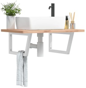 vidaXL Suportes de prateleira p/lavatório 2pcs aço trapezoidais branco