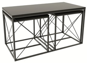 Conjunto de Mesas de Centro Defne – Antracite e Preto – 100x52x50 cm e