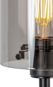 Candeeiro de pé design preto com vidro fumê - Dome