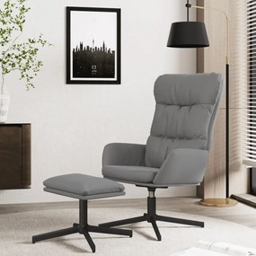 3097608 vidaXL Cadeira de descanso +banco pés couro artificial cinza antracite