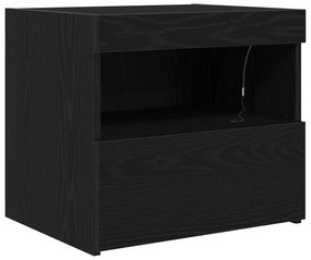 Criados-mudos vidaXL com luzes LED 2 pcs Carvalho Preto 50x40x45 cm